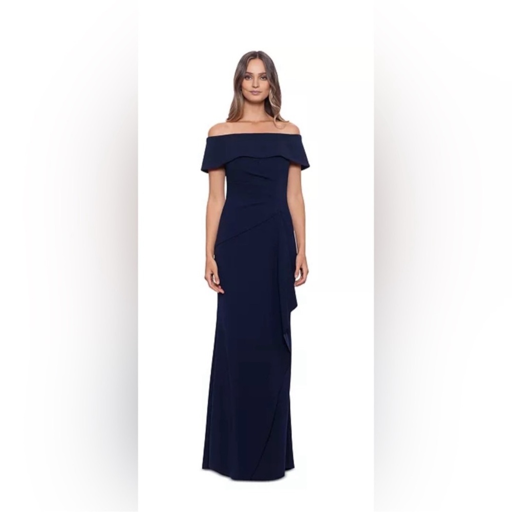 Xscape Strapless Navy Gown